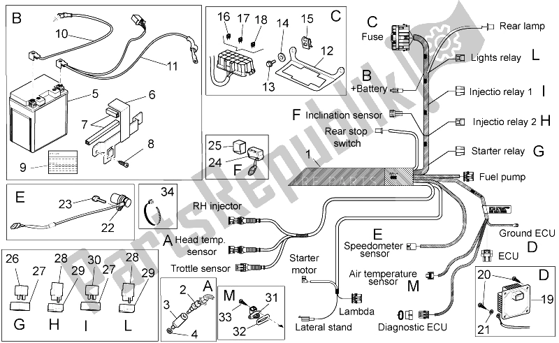 Toutes les pièces pour le Système électrique Ii du Moto-Guzzi V7 Classic 750 2008