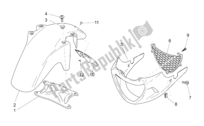 Toutes les pièces pour le Corps Avant - Garde-boue Avant du Moto-Guzzi Breva IE 750 2003