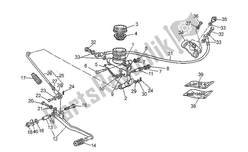 Tutte le parti per il Pompa Freno Posteriore del Moto-Guzzi Strada 1000 1993