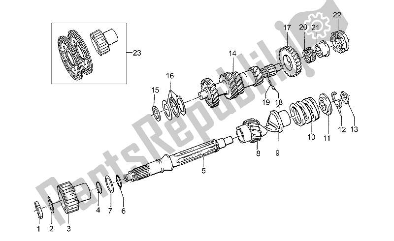 All parts for the Gear Box of the Moto-Guzzi 850 T5 Polizia Vecchiotipo 1985