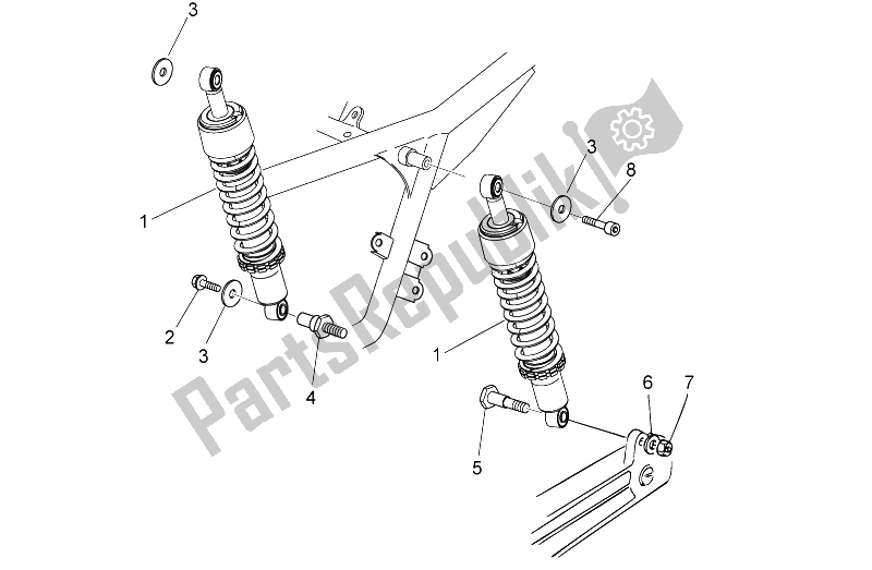 All parts for the Rear Shock Absorber of the Moto-Guzzi V7 II Stone ABS 750 2015
