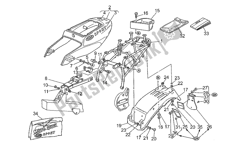 Toutes les pièces pour le Support De Selle du Moto-Guzzi Sport Iniezione 1100 1996