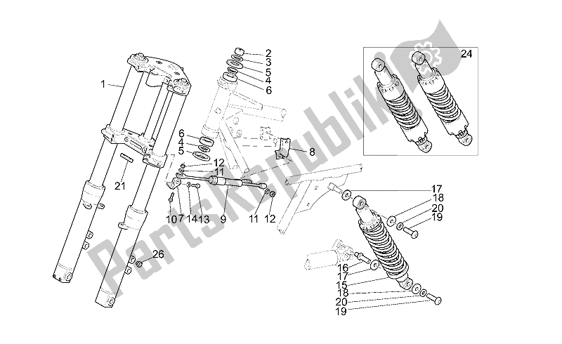 Toutes les pièces pour le Fourche Avant (2) du Moto-Guzzi California Stone 1100 2001