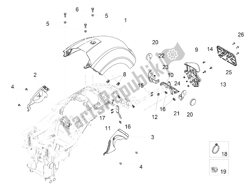 Toutes les pièces pour le Garde-boue Arrière du Moto-Guzzi Eldorado 1400 USA 2016