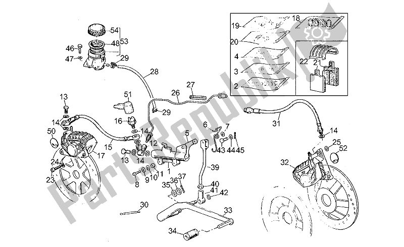 Todas las partes para Sistema De Freno Delantero Izquierdo / Trasero de Moto-Guzzi V 65 Custom 650 1985