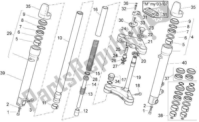 Toutes les pièces pour le Fourche Avant Ii du Moto-Guzzi Breva IE 750 2003