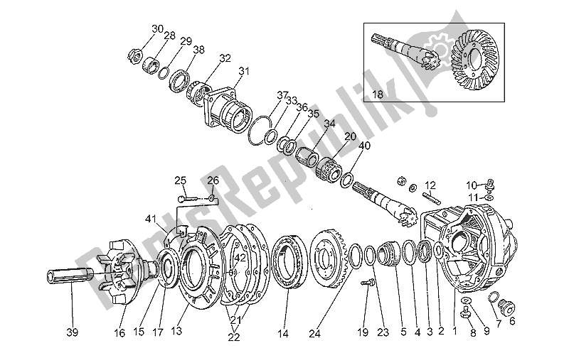 Todas as partes de Engrenagem Cônica Traseira do Moto-Guzzi Nevada 750 1993