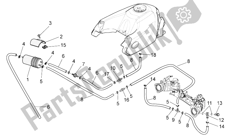 Todas las partes para Sistema De Recuperación De Vapor De Combustible de Moto-Guzzi Stelvio 1200 8V STD NTX 2011