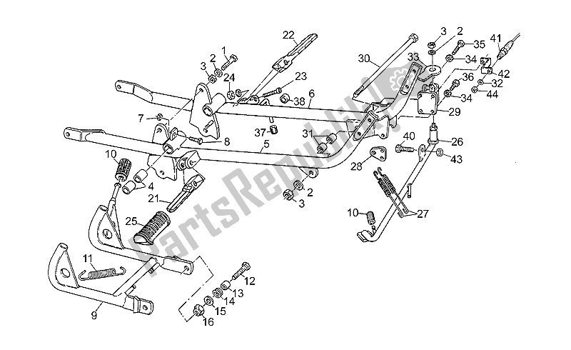 Toutes les pièces pour le Repose-pieds-supports du Moto-Guzzi V 35 Carabinieri PA 350 1992