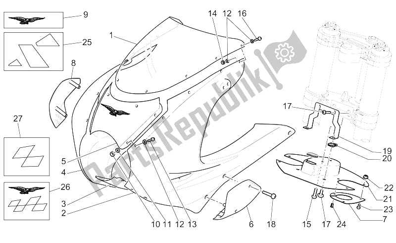 All parts for the Front Body I of the Moto-Guzzi V 11 CAT 1100 2003