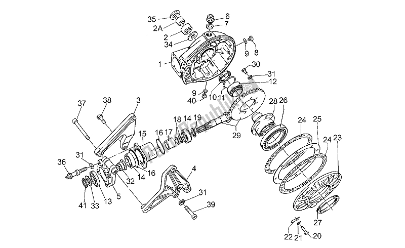 Alle onderdelen voor de Transmissie Voltooid I van de Moto-Guzzi Sport Carburatori 1100 1994