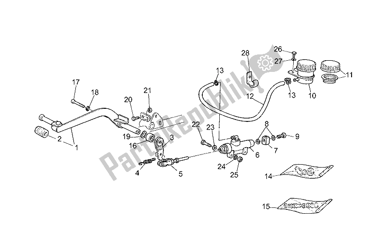 All parts for the Rear Master Cylinder of the Moto-Guzzi NTX 350 1987