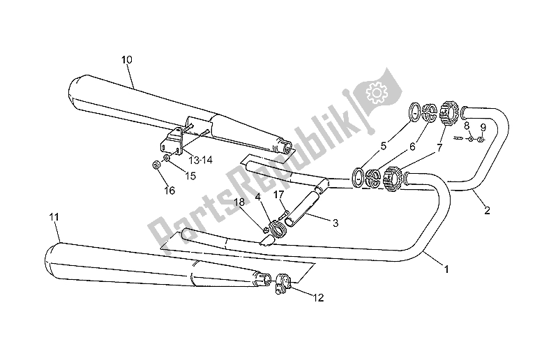 Toutes les pièces pour le Unité D'échappement du Moto-Guzzi V 75 PA Nuovo Tipo 750 1996