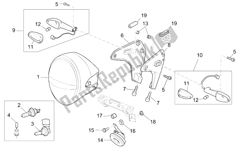 Toutes les pièces pour le Phare / Klaxon du Moto-Guzzi Breva V IE 1100 2005