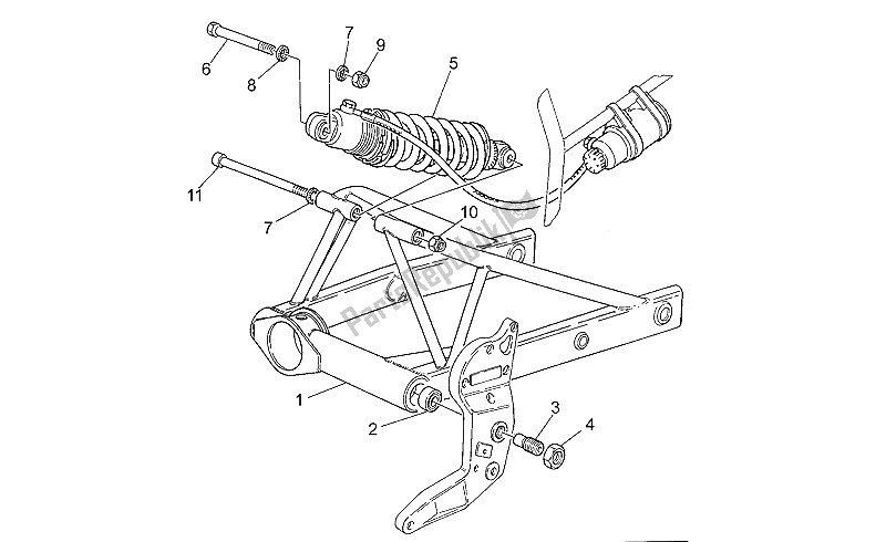 Toutes les pièces pour le Bras Oscillant du Moto-Guzzi Sport Iniezione 1100 1996