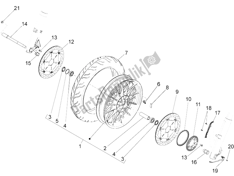 Alle onderdelen voor de Voorwiel van de Moto-Guzzi Audace 1400 2015