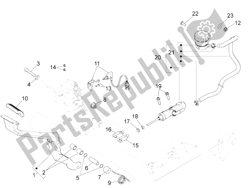 All parts for the Rear Master Cylinder of the Moto-Guzzi California 1400 Touring ABS 2012