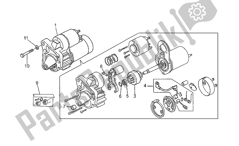 Toutes les pièces pour le Démarreur du Moto-Guzzi 850 T5 Polizia 1994