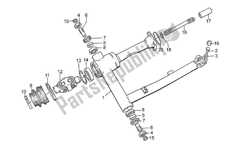 Toutes les pièces pour le Bras Oscillant du Moto-Guzzi 850 T5 Polizia 1994