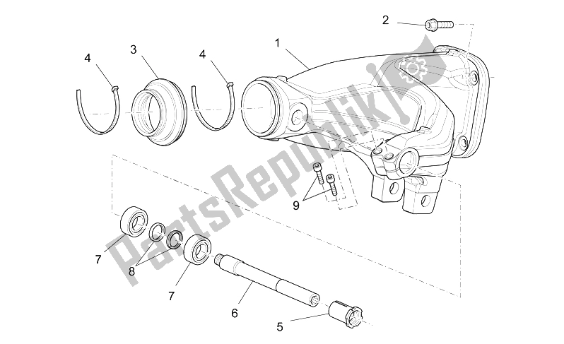 All parts for the Swing Arm of the Moto-Guzzi Stelvio 1200 2008