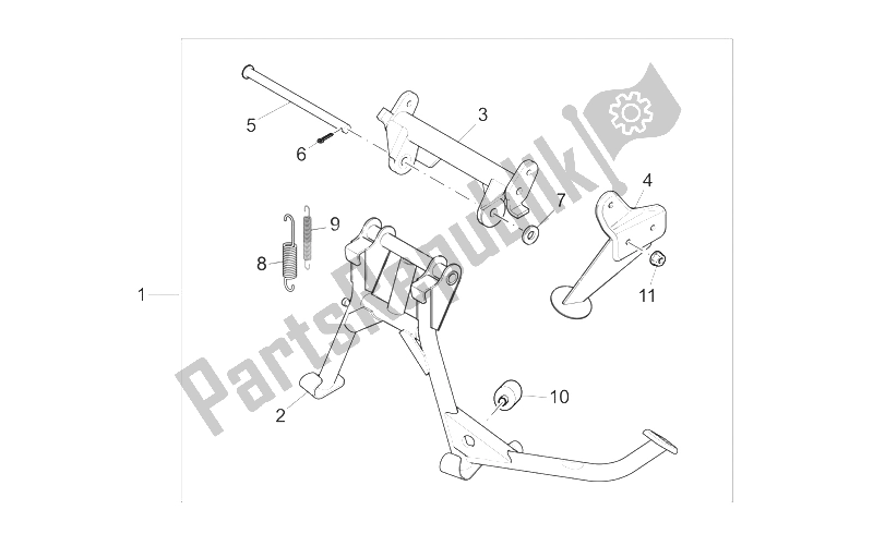 All parts for the Central Stand of the Moto-Guzzi Breva IE 750 2003