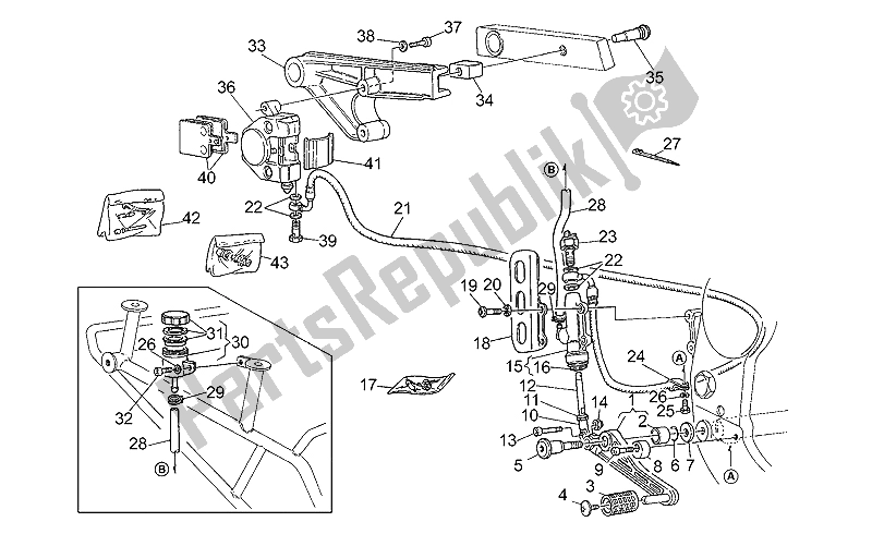 Toutes les pièces pour le Maître-cylindre Arrière du Moto-Guzzi Sport Carburatori 1100 1994