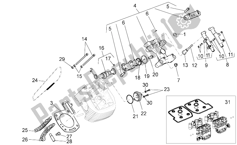 Toutes les pièces pour le Système De Synchronisation De Cylindre Lh I du Moto-Guzzi Stelvio 1200 NTX ABS 2009