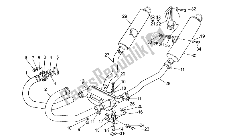 Toutes les pièces pour le Unité D'échappement du Moto-Guzzi Sport Corsa 1100 1998