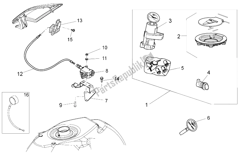 Alle onderdelen voor de Slot Hardware Kit van de Moto-Guzzi Stelvio 1200 2008