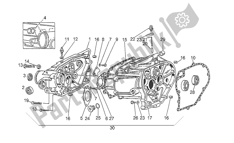 Alle onderdelen voor de Transmissie Kooi van de Moto-Guzzi Nevada 750 1991
