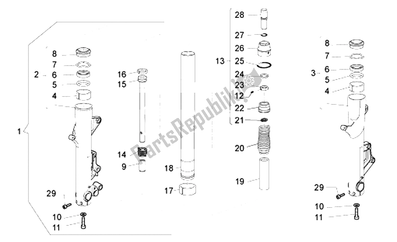 Toutes les pièces pour le Fourche Avant du Moto-Guzzi Norge Polizia Berlino 850 2008