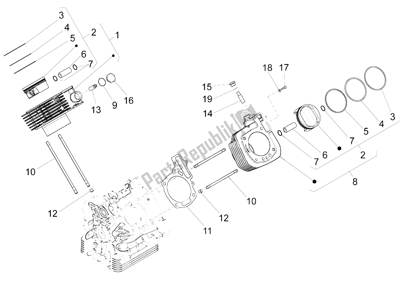 Toutes les pièces pour le Cylindre - Piston du Moto-Guzzi California 1400 Touring ABS 2012