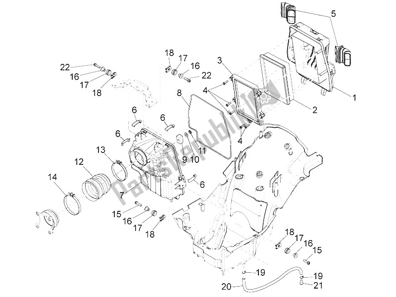 All parts for the Air Box of the Moto-Guzzi Eldorado 1400 USA 2016