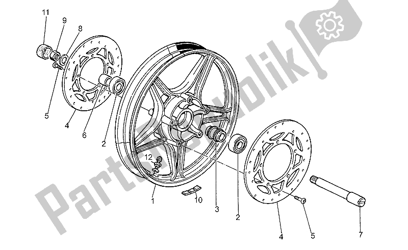 All parts for the Front Wheel of the Moto-Guzzi Targa 750 1990