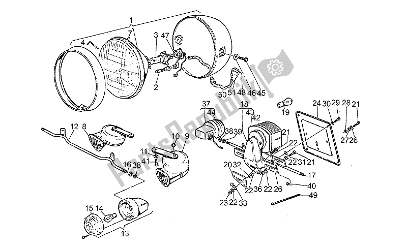 All parts for the Headlight-horn of the Moto-Guzzi California II 1000 1985