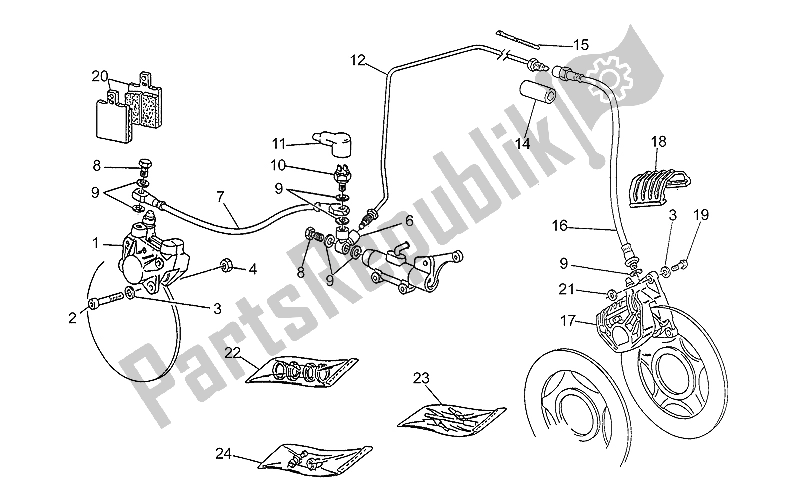 Todas las partes para Sistema De Frenos Delantero / Trasero de Moto-Guzzi V 35 Carabinieri PA 350 1992