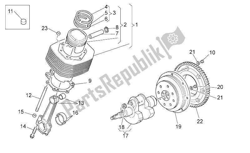 All parts for the Crankshaft - Piston of the Moto-Guzzi California Black Eagle 1100 2009