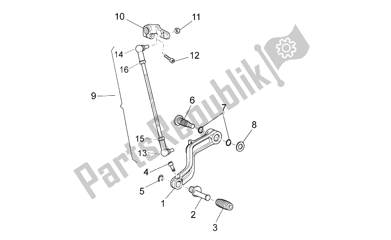 All parts for the Gear Lever of the Moto-Guzzi Stelvio 1200 NTX ABS 2009