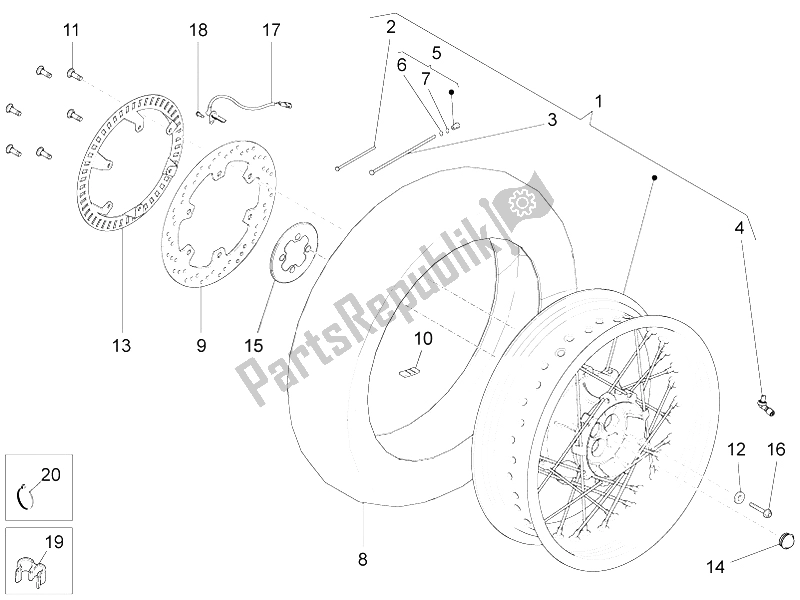 Toutes les pièces pour le Roue Arrière du Moto-Guzzi Stelvio 1200 8V STD NTX 2011