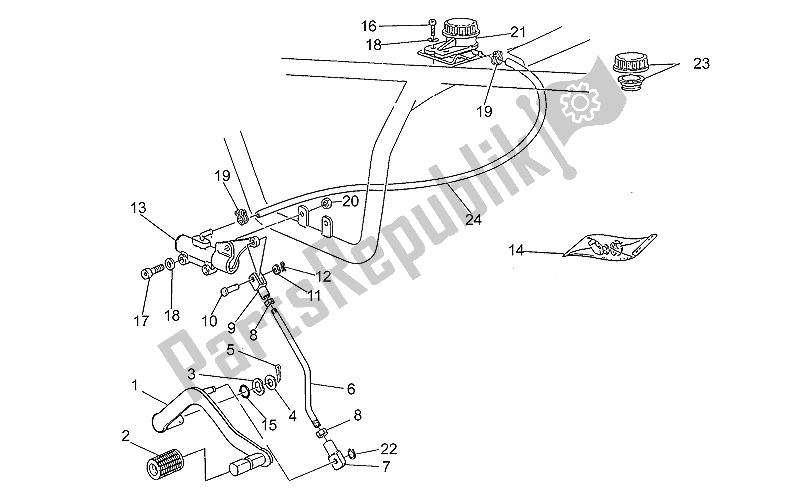 All parts for the Rear Master Cylinder of the Moto-Guzzi Nevada Club 350 1998