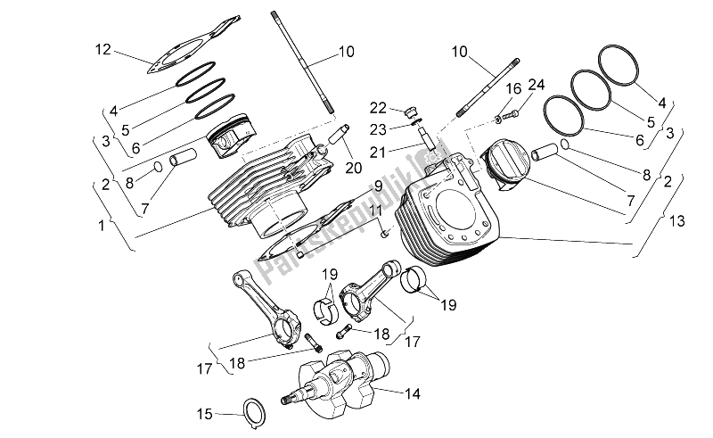 All parts for the Drive Shaft - Cylinder of the Moto-Guzzi Stelvio 1200 NTX ABS 2009