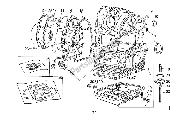 Toutes les pièces pour le Carter du Moto-Guzzi V 35 C 50 350 1985