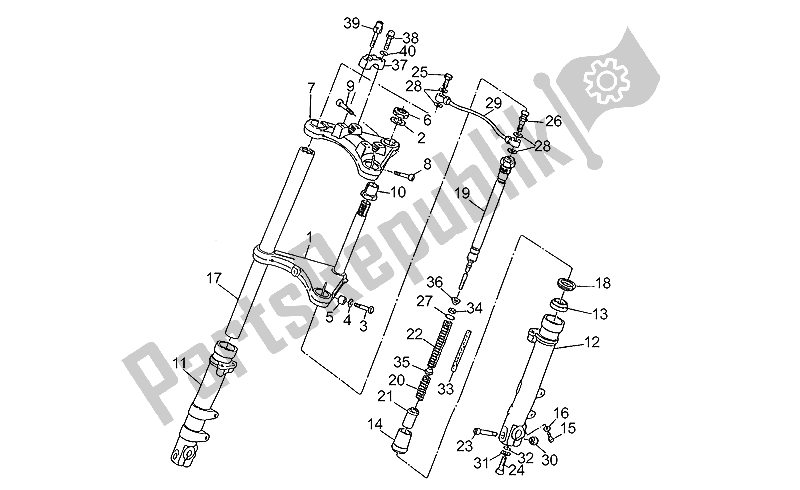 Tutte le parti per il Forcella Anteriore del Moto-Guzzi 35 Carabinieri PA 350 1990
