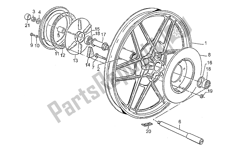 All parts for the Rear Wh, Alloy, 1st Series of the Moto-Guzzi GT 1000 1987