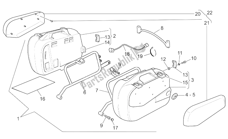 All parts for the Touring Side Cases of the Moto-Guzzi Nevada Classic IE 750 2004