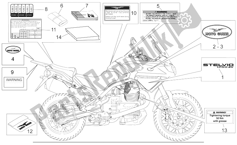 Todas las partes para Placa Set-decal-op. Handbooks de Moto-Guzzi Stelvio 1200 2008