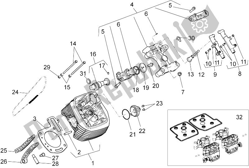 Todas as partes de Sistema De Cronometragem Do Cilindro Lh do Moto-Guzzi 1200 Sport 8V 2008