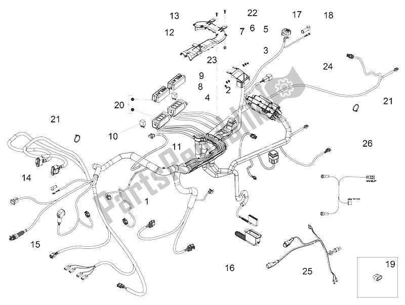 All parts for the Central Electrical System of the Moto-Guzzi Eldorado 1400 USA 2016