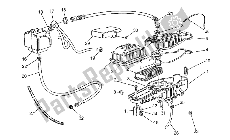 All parts for the Air Filter of the Moto-Guzzi Nevada Club 750 1998