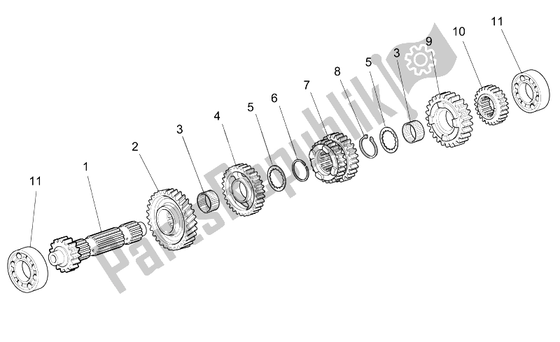 Toutes les pièces pour le Arbre De Transmission Primaire du Moto-Guzzi Griso V IE 1100 2005